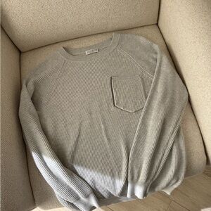 Brunello Cucinelli Ribbed Cotton Sweater – Gray